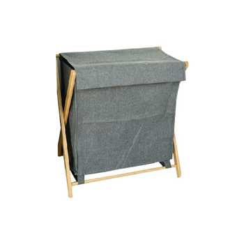 نحلة العسل سلة الغسيل بتصميم قابل للطي وغطاء مغلق من البامبو بلون رمادي، SSB59 × 34 × 56 سم 059 × 34 × 56 سم 095A-A 1قطعة