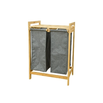 نحلة العسل سلة الغسيل بقسمين من البامبو عالي الجودة بألوان رمادي وبيج، SSB70 × 33 × 49 سم 01370 × 33 × 49 سم 0A-A 1قطعة