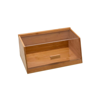 بين سيرفي صندوق الخبز من الخيزران مع غطاء أكريليك باللون البني والشفاف بحجم 15.3× 21.5× 35سم - G19-X214B 1قطعة