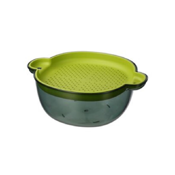 فيلي وعاء سلطة مع غطاء تجفيف، أخضر ورمادي، بحجم كبير 1قطعة