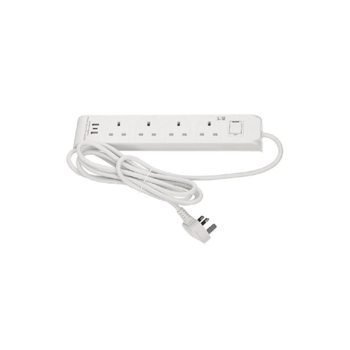 واحدمشترك كهربائي 4 مقابس مع 3 منافذ USB أبيض 5 متر SU244USB-C-5M-W 1قطعة