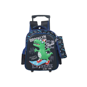بريما  حقيبة ظهر بعجلات من مع مقلمة وسحاب إغلاق بطبعة ديناصور للأولاد، ألوان متعددة، 14 إنش PR-67376 1قطعة