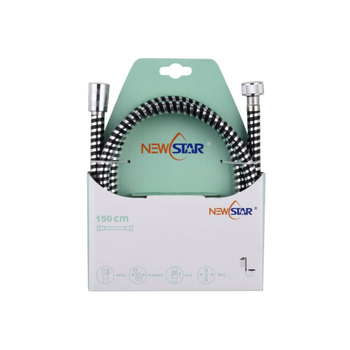 قصاصاتخرطوم دش PVC بتصميم صديق للمستخدم عالي المرونة أسود وفضي 1.5 متر NS-PH06 1قطعة