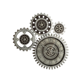 جيه جيه ايه اس ايهديريك ساعة حائط تناظرية دائرية ومتعددة الميكانيكية تأتي بتصميم فريد مع تروس مرئية بلون رمادي وبقياس 37 سم 162297 1قطعة