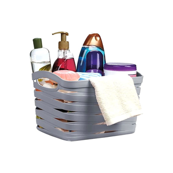 يو سي إس إيه سلة غسيل بلاستيك مستطيلة بتصميم مضلع رمادي 26 x 20 x 17 سم M-082 DG 1قطعة