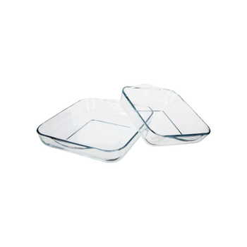 Jja Sa 2-Piece Borcam Square Heat-Resistant Glass Baking Dish Clear 14 X 10.5 X 10.5 Cm 118531 *(99950) 1Piece
