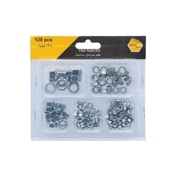 Saco Silver Hex Nuts Kit 128 Pieces