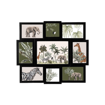 ساكو كالي إطار مكون من 9صور بتصميم يثبت على الحائط متين وخفيف الوزن وباللون الاسود 42.5 × 48.5 × 3 سم 102544 1قطعة