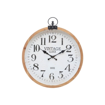 جيه جيه ايه اس ايه يوجا ساعة حائط أنالوج مستديرة خشب ومعدن بيج وأبيض 6.5 x 66 x 57 سم 195200 1قطعة