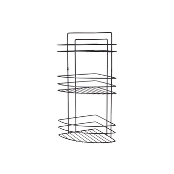 بريمانوفا علبة زاوية حمام مفتوحة من الفولاذ المقاوم للصدأ مكونة من 3 أرفف باللون الأسود مقاس 52.5 × 30.5 × 22 سم D-05246 1قطعة