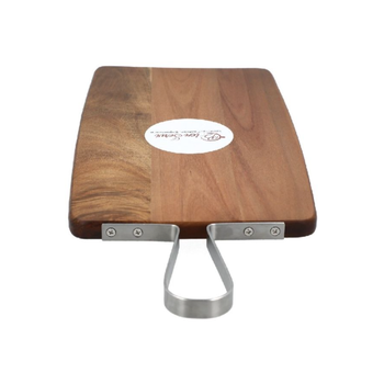 بين سيرفي صينية تقديم أكاسيا مستطيلة بمقبضين بني وفضي 36 x 20سم AW19-X009-L 1قطعة