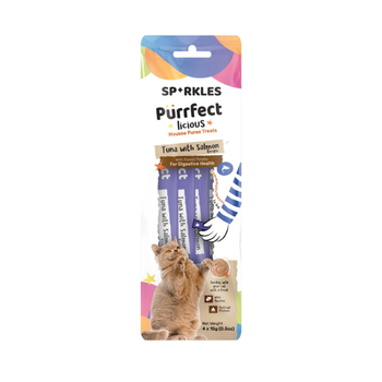 Sparkles | Mousse Puree Treats Tuna With Salmon Recipe With Sweet Potato For Digestive Health For Cats 60g