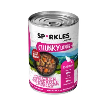 Sparkles, Cat Wet Food, Real Meat Chunks In Chicken Casserole With Turkey And Vegetables 400g