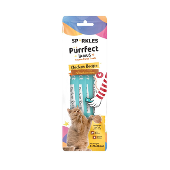 Sparkles | Mousse Puree Treats Chicken Recipe With Psyllium Husk For Hairball Control For Cats 60g
