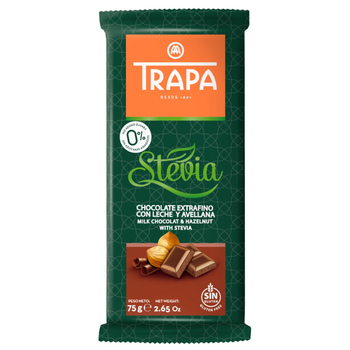 Trapa Stevia Hazelnut Chocolate Bar 75g