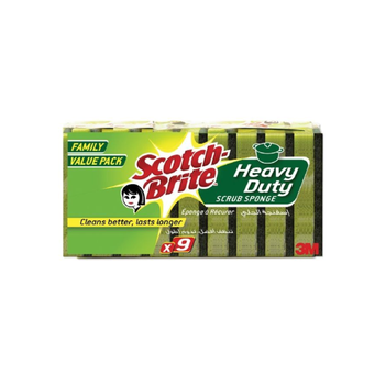سكوتش برايت إسفنجة تنظيف سكوتش برايت عالية الأداء خضراء 9 قطع 1قطعة