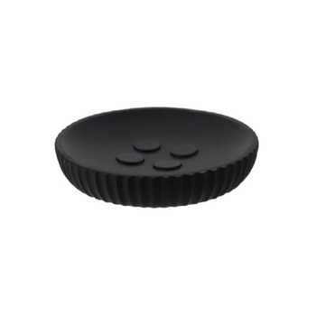 تندنس وعاء صابون بوليريسين دائري بتصميم أنيق مخطط، باللون الأسود بقياس 11سم 64103103 1قطعة