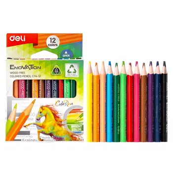 Deli EnoVATION Wood-Free Colored Pencils 12 Pieces