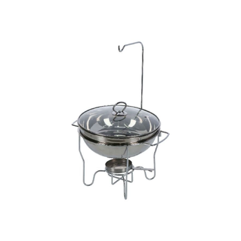 ساكو وعاء تسخين الطعام من الفولاذ المقاوم للصدأ عالي الجودة مع حامل وموقد، فضي، سعة 3 لتر - DZW-A2035 1قطعة