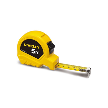 Stanley Flexible Compact Short Measuring Tape Rule Yellow And Black 5M X 19Mm 1Piece