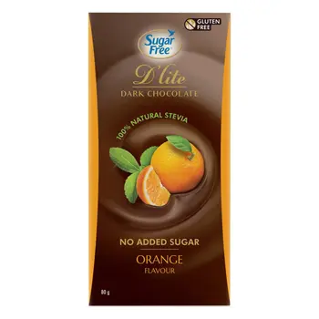 شوقر فري شوكولاتة داكنة بنكهة البرتقال خالية من السكر 80جرام