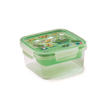 سنيبس سنيبس داينو صندوق طعام مربع الشكل للأطفال عالي الجودة بلونين أخضر وشفاف 0.80 لتر 000794 1قطعة