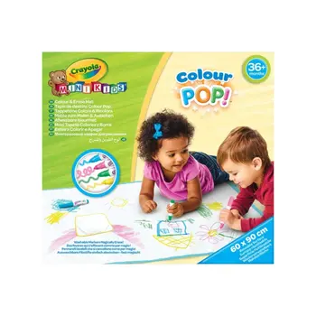 كرايولا سجادة صغيرة للأطفال قابلة لإعادة الاستخدام مع ميزة التلوين والمسح أزرق وأبيض 60 × 90 سم CRA81-8132 1قطعة