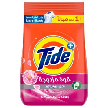 تايد مسحوق غسيل الملابس قوة مزدوجة للغسالات الأوتوماتيكية مع داوني عبق الزهور 6.25+1كيلو