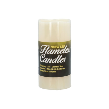 Blazing Ledz Battery Powered Timerled Flameless Candle White 6 Inch 702240 1Piece