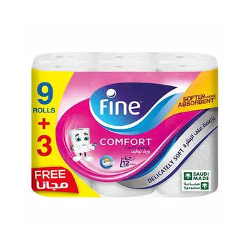 فاين ورق تواليت نعومة فائقة، 9 رول 12حبة