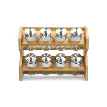 بين سيرفي باين سيرفي مجموعة من 8 قطع من برطمانات التوابل المصنوعة من الخيزران مع حامل باللون الشفاف والبني 20.5× 26.3× 11سم G18-X001 1قطعة
