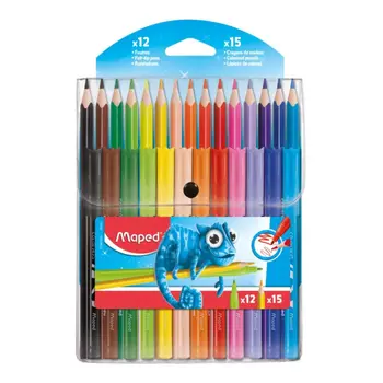 Maped Felt Pens and Colored Pencils Set 12 Felt Pens + 15 Pencils