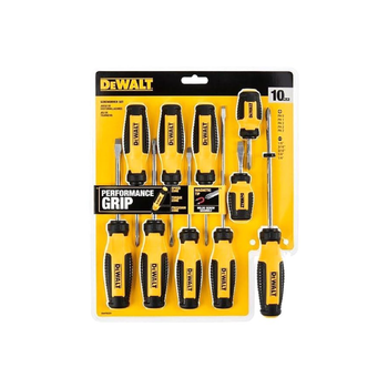 Dewalt 10-Piece Durable Metal And Plastic Fixed Bar Screwdriver Set Multicolour 3.81 X 26.289 X 32.512 Cm Dwht65201 *(81204) 1Piece