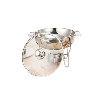 ساكو طبق طبخ دائري متين من الفولاذ المقاوم للصدأ من مع غطاء وحامل فضي وشفاف سعة 1.5 لتر DZW-A1025 1قطعة