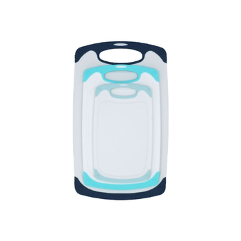 المطبخ الأساسي ألواح تقطيع من سلسلة مضادة للميكروبات 3 قطع أبيض وأزرق 3.067 × 27.6 × 42.2 سم AC31700 1قطعة