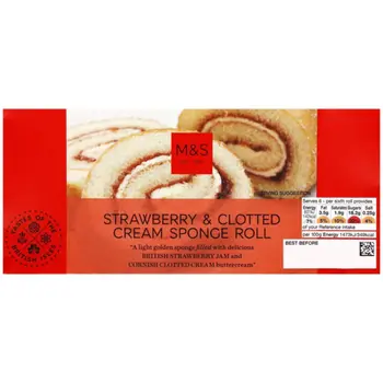 M&S Food Strawberry And Clotted Cream Sponge Roll 1Piece