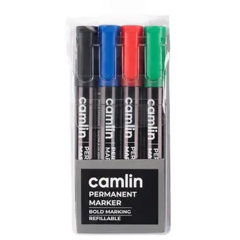 Camlin Refillable Bold Marking Permanent Markers 4 Pieces