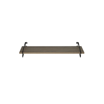 Honeybee Rectangular Metal And Wood Wall Mount Shelf Black And Brown 1.2 X 60 X 16 Cm 1Piece