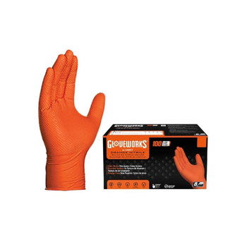جلوف ووركس قفازات صناعية نيتريل مغطاة بالبوليمر بتصميم الماسي برتقالي كبير GWON46100 1قطعة