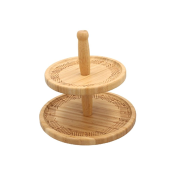 بين سيرفي طبق تقديم مستدير تصميم أنيق مكون من مستويين طبيعي 25× 22.5سم G17-G214 1قطعة