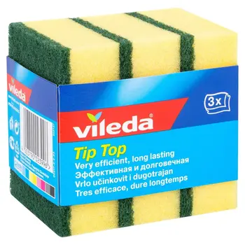 Vileda Tip Top Dishwashing Sponge Yellow-Green 3 Pcs