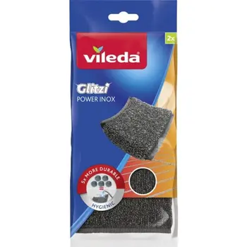 Vileda Glitzi Power Inox Black Scrubbers 2 Pieces