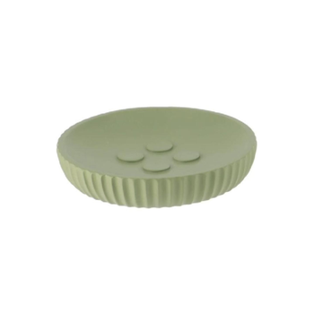 تندنس وعاء صابون بوليريسين دائري بتصميم أنيق مخطط، باللون الأخضر الكاكي بقياس 11سم 64103143 1قطعة