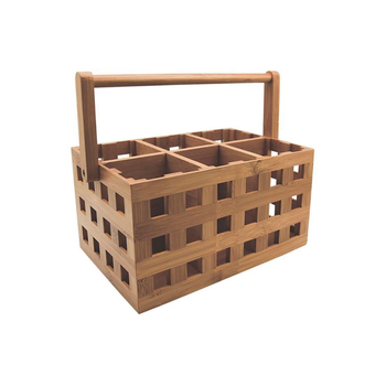 بين سيرفي حامل أدوات مائدة مستطيل من الخيزران بمقبض بني 23× 17.5× 25.5سم G15-X018 1قطعة