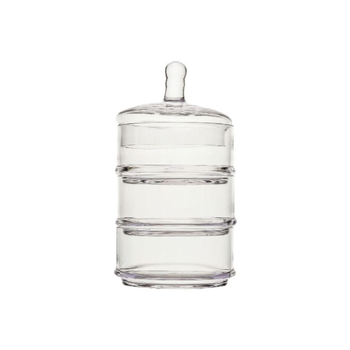 بارفيت Y114-YJ038 برطمان حلوى زجاجي أنيق ومتين من 3 مستويات بغطاء شفاف 22× 12سم 1قطعة