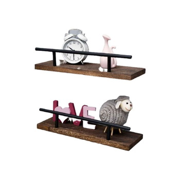 ساكو مجموعة من قطعتين من الرفوف المثبتة على الحائط مصنوعة من الخشب الرستيك وباللون البني 1قطعة