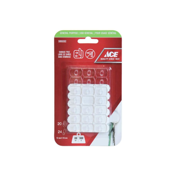 Ace 20-Piece Damage Free General Purpose Adhesive Hook With Strips Clear 1.8 X 1.2Cm 1Piece