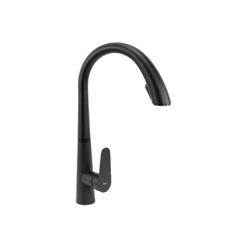 قطرة أكوا صنبور مغسلة مطبخ بتصميم أنيق وحديث، مصنوع من الفولاذ المقاوم للصدأ باللون الأسود  30.5 × 10.4 × 26 سم JS-K087B 1قطعة