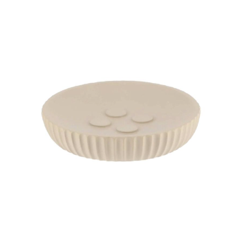 تندنس وعاء صابون بوليريسين دائري بتصميم أنيق مخطط، باللون الرمادي الداكن بقياس 11سم 64103165 1قطعة