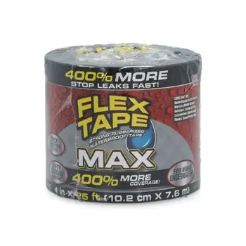 Flex Seal Strong Rubberized Waterproof Heavy-Duty Tape Max Black 4 Inch X 25 Ft *(73815) 1Piece